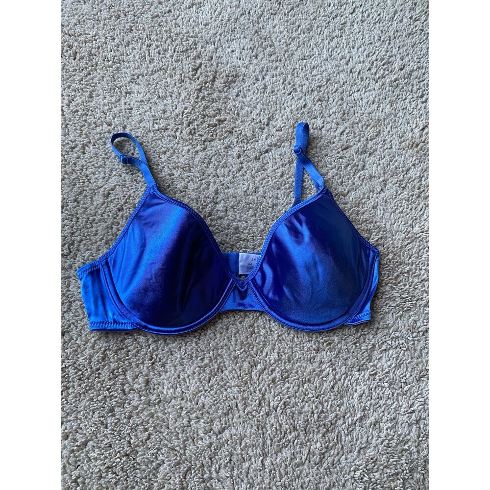 Vintage 90s Vassarette 75-238 Satin Bra Underwire Womens 36B Blue